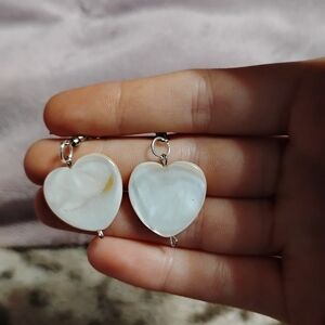 Handmade cute cool pretty seashell heart earrings